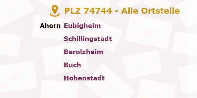 Postleitzahl 74744 Baden-Württemberg - Alle Orte und Ortsteile