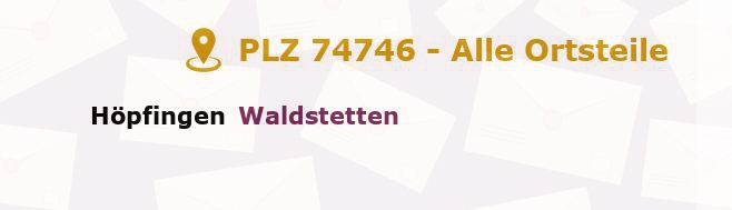 Postleitzahl 74746 Höpfingen, Baden-Württemberg - Alle Orte und Ortsteile