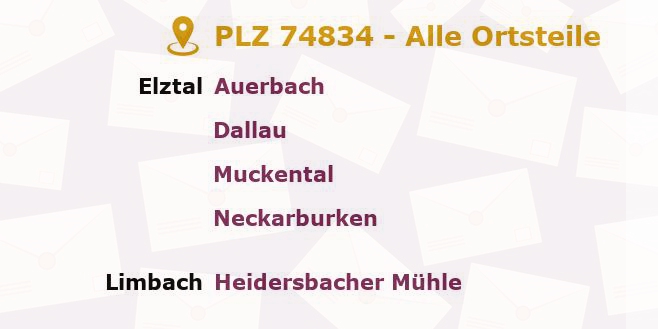 Postleitzahl 74834 Baden-Württemberg - Alle Orte und Ortsteile