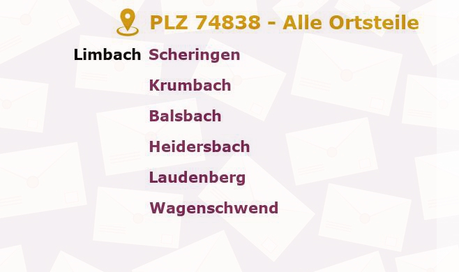 Postleitzahl 74838 Baden-Württemberg - Alle Orte und Ortsteile