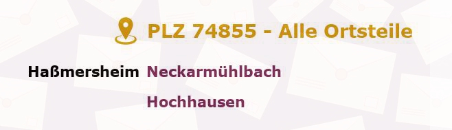 Postleitzahl 74855 Haßmersheim, Baden-Württemberg - Alle Orte und Ortsteile