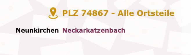 Postleitzahl 74867 Neunkirchen, Baden-Württemberg - Alle Orte und Ortsteile