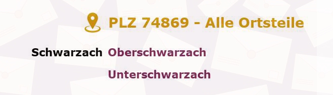 Postleitzahl 74869 Baden-Württemberg - Alle Orte und Ortsteile