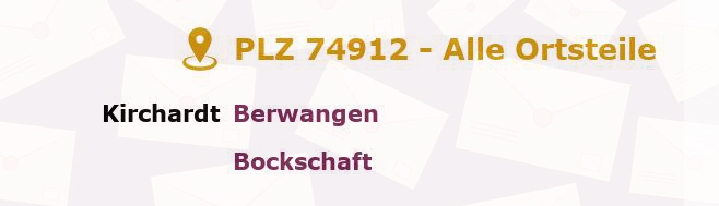 Postleitzahl 74912 Kirchardt, Baden-Württemberg - Alle Orte und Ortsteile