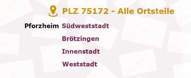 Postleitzahl 75172 Pforzheim, Baden-Württemberg - Alle Orte und Ortsteile