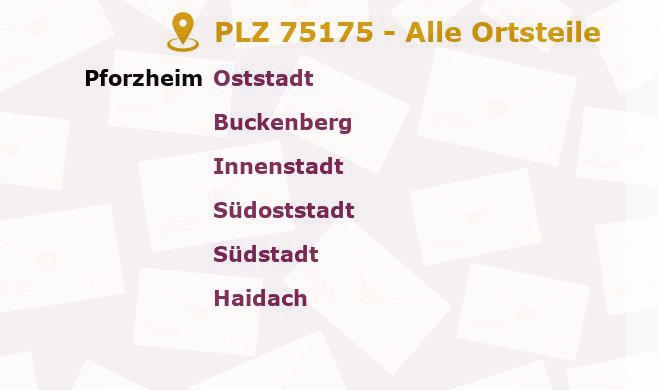 Postleitzahl 75175 Pforzheim, Baden-Württemberg - Alle Orte und Ortsteile