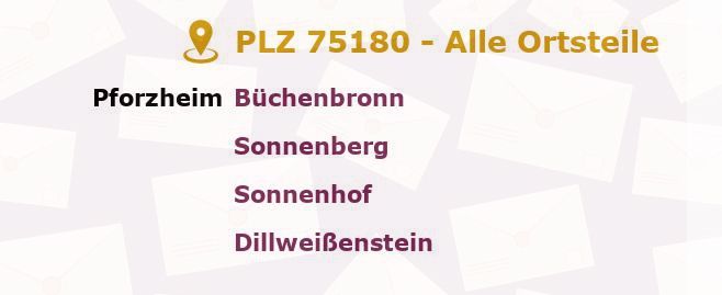 Postleitzahl 75180 Pforzheim, Baden-Württemberg - Alle Orte und Ortsteile