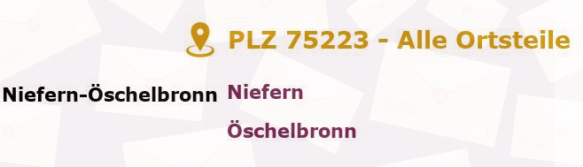 Postleitzahl 75223 Niefern-Öschelbronn, Baden-Württemberg - Alle Orte und Ortsteile