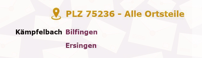 Postleitzahl 75236 Baden-Württemberg - Alle Orte und Ortsteile