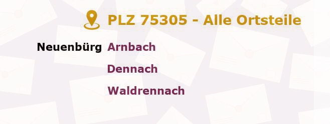 Postleitzahl 75305 Neuenbürg, Baden-Württemberg - Alle Orte und Ortsteile