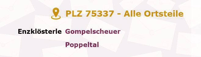 Postleitzahl 75337 Enzklösterle, Baden-Württemberg - Alle Orte und Ortsteile