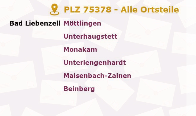 Postleitzahl 75378 Bad Liebenzell, Baden-Württemberg - Alle Orte und Ortsteile