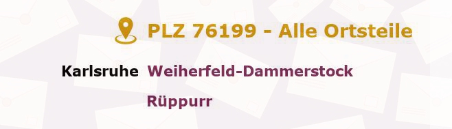 Postleitzahl 76199 Karlsruhe, Baden-Württemberg - Alle Orte und Ortsteile