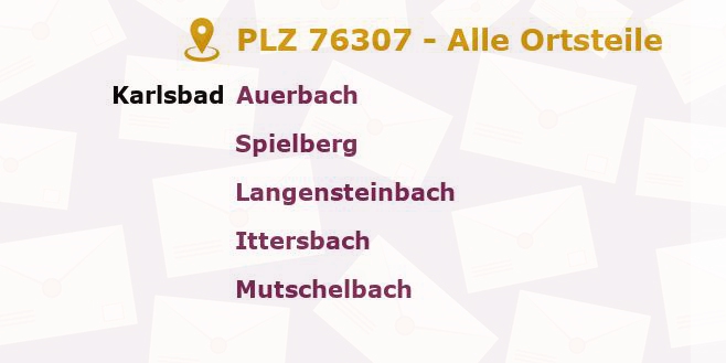 Postleitzahl 76307 Baden-Württemberg - Alle Orte und Ortsteile