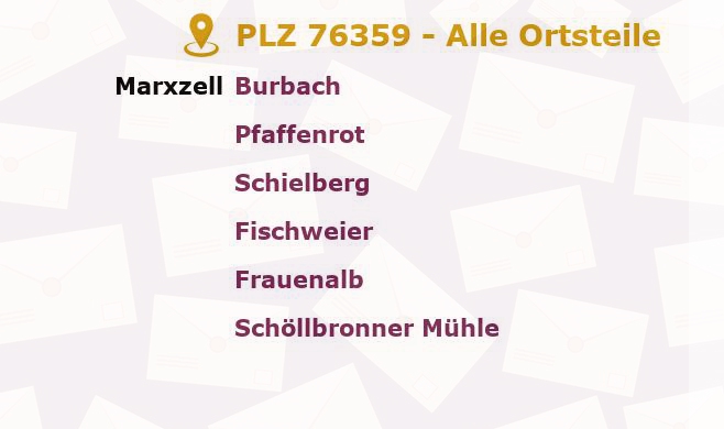 Postleitzahl 76359 Baden-Württemberg - Alle Orte und Ortsteile