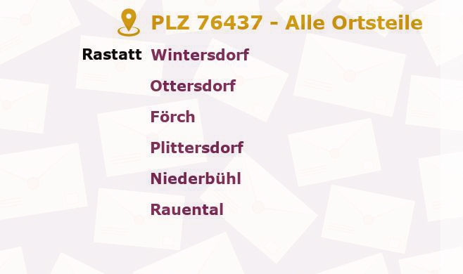 Postleitzahl 76437 Rastatt, Baden-Württemberg - Alle Orte und Ortsteile