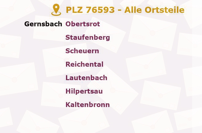 Postleitzahl 76593 Baden-Württemberg - Alle Orte und Ortsteile