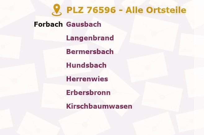 Postleitzahl 76596 Forbach, Baden-Württemberg - Alle Orte und Ortsteile