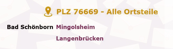 Postleitzahl 76669 Karlsruhe, Baden-Württemberg - Alle Orte und Ortsteile
