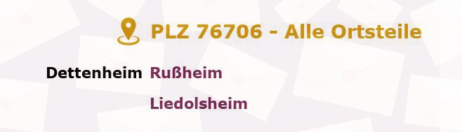 Postleitzahl 76706 Karlsruhe, Baden-Württemberg - Alle Orte und Ortsteile