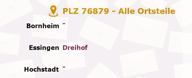 Postleitzahl 76879 Essingen, Rheinland-Pfalz - Alle Orte und Ortsteile