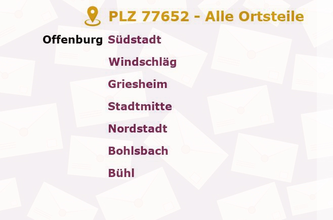 Postleitzahl 77652 Offenburg, Baden-Württemberg - Alle Orte und Ortsteile