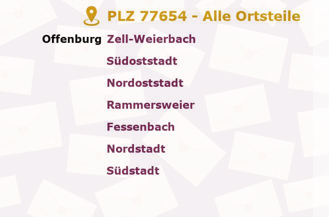 Postleitzahl 77654 Offenburg, Baden-Württemberg - Alle Orte und Ortsteile