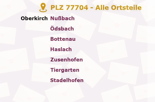 Postleitzahl 77704 Oberkirch, Baden-Württemberg - Alle Orte und Ortsteile