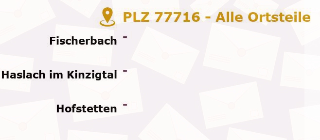 Postleitzahl 77716 Hofstetten, Baden-Württemberg - Alle Orte und Ortsteile