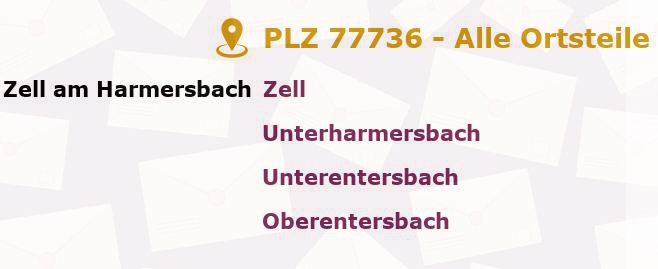 Postleitzahl 77736 Zell, Baden-Württemberg - Alle Orte und Ortsteile