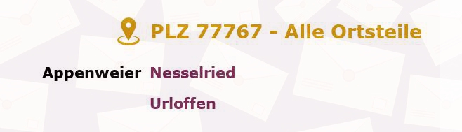 Postleitzahl 77767 Appenweier, Baden-Württemberg - Alle Orte und Ortsteile