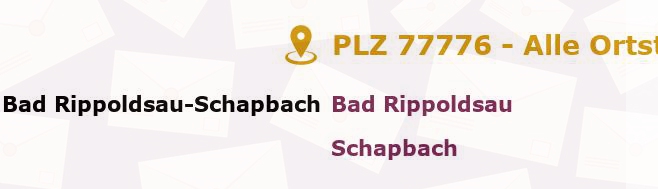 Postleitzahl 77776 Bad Rippoldsau-Schapbach, Baden-Württemberg - Alle Orte und Ortsteile