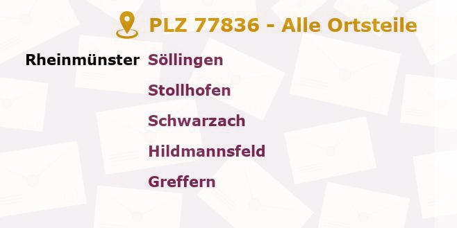 Postleitzahl 77836 Rheinmünster, Baden-Württemberg - Alle Orte und Ortsteile