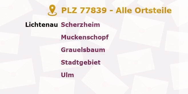 Postleitzahl 77839 Rastatt, Baden-Württemberg - Alle Orte und Ortsteile