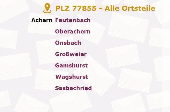 Postleitzahl 77855 Achern, Baden-Württemberg - Alle Orte und Ortsteile