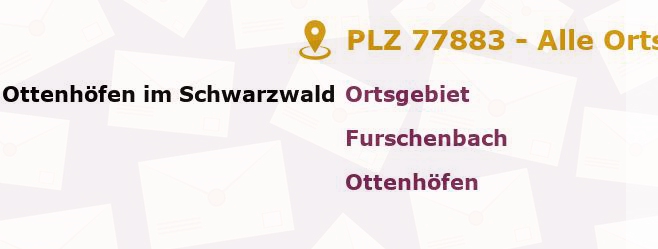 Postleitzahl 77883 Ottenhöfen im Schwarzwald, Baden-Württemberg - Alle Orte und Ortsteile