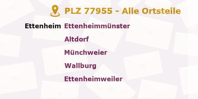 Postleitzahl 77955 Ettenheim, Baden-Württemberg - Alle Orte und Ortsteile