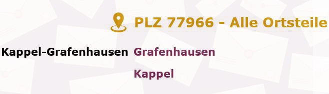 Postleitzahl 77966 Kappel-Grafenhausen, Baden-Württemberg - Alle Orte und Ortsteile