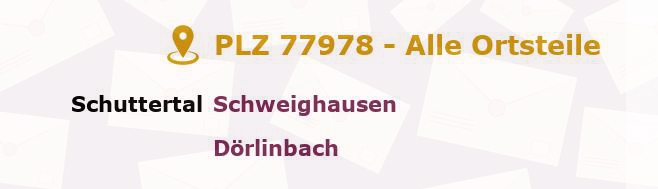 Postleitzahl 77978 Schuttertal, Baden-Württemberg - Alle Orte und Ortsteile