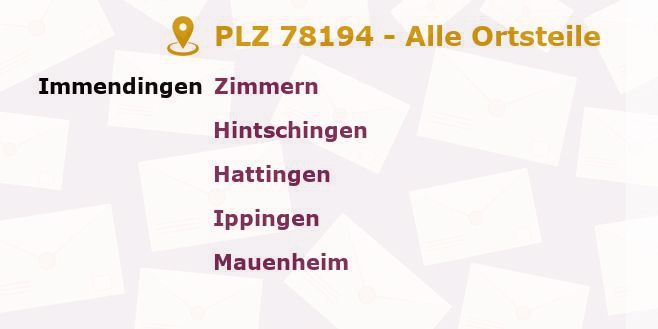 Postleitzahl 78194 Immendingen, Baden-Württemberg - Alle Orte und Ortsteile