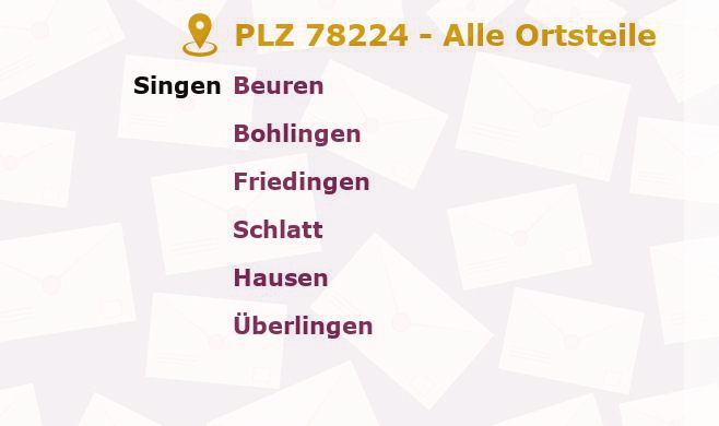 Postleitzahl 78224 Singen, Baden-Württemberg - Alle Orte und Ortsteile