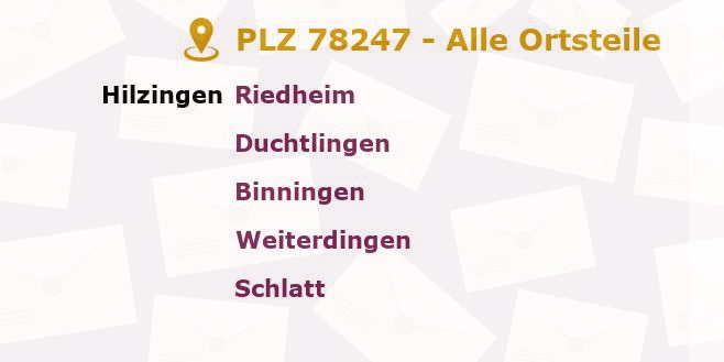 Postleitzahl 78247 Hilzingen, Baden-Württemberg - Alle Orte und Ortsteile