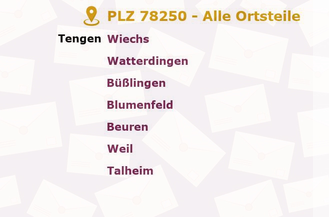 Postleitzahl 78250 Tengen, Baden-Württemberg - Alle Orte und Ortsteile