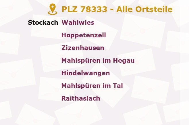 Postleitzahl 78333 Stockach, Baden-Württemberg - Alle Orte und Ortsteile