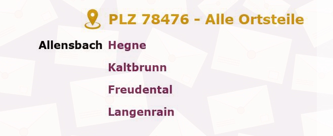 Postleitzahl 78476 Allensbach, Baden-Württemberg - Alle Orte und Ortsteile