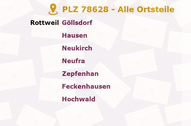 Postleitzahl 78628 Rottweil, Baden-Württemberg - Alle Orte und Ortsteile