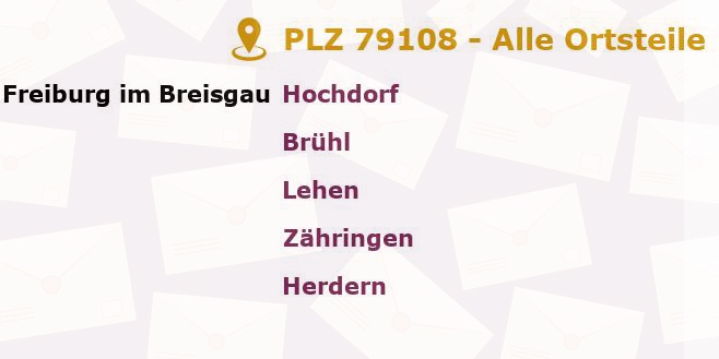Postleitzahl 79108 Freiburg im Breisgau, Baden-Württemberg - Alle Orte und Ortsteile