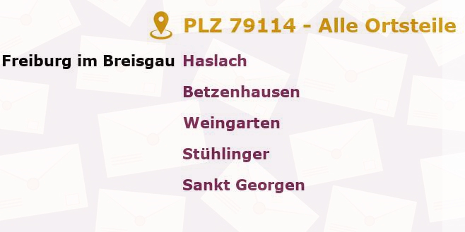 Postleitzahl 79114 Freiburg im Breisgau, Baden-Württemberg - Alle Orte und Ortsteile