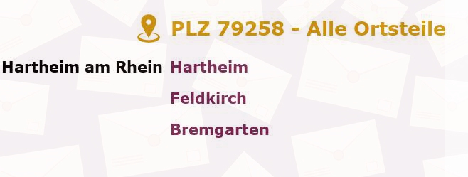 Postleitzahl 79258 Hartheim, Baden-Württemberg - Alle Orte und Ortsteile