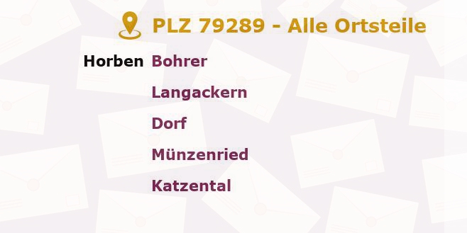 Postleitzahl 79289 Horben, Baden-Württemberg - Alle Orte und Ortsteile